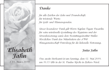 Traueranzeige von Elisabeth Jahn von FZ
