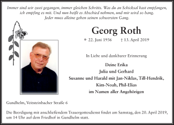 Traueranzeige von Georg Roth von FZ