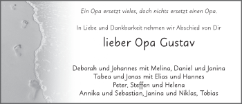 Traueranzeige von Gustav Welchar von FZ