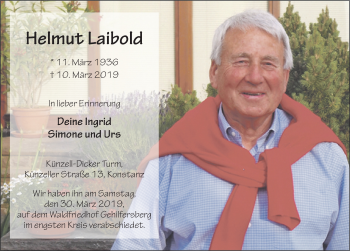 Traueranzeige von Helmut Laibold von FZ