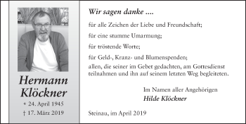 Traueranzeige von Hermann Klöckner von FZ
