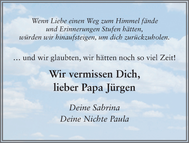  Traueranzeige für Jürgen Kekule vom 30.04.2019 aus FZ