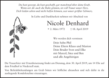 Traueranzeige von Nicole Denhard von FZ