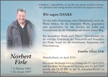 Traueranzeige von Norbert Firle von FZ