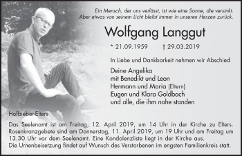 Traueranzeige von Wolfgang Langgut von FZ