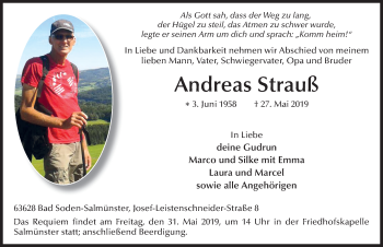 Traueranzeige von Andreas Strauß von FZ