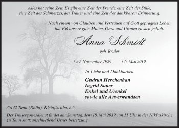 Traueranzeige von Anna Schmidt von FZ