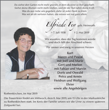 Traueranzeige von Elfriede Fey von FZ
