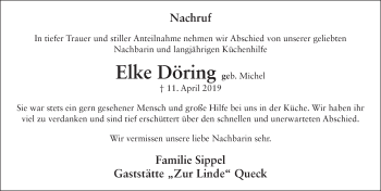 Traueranzeige von Elke Döring von FZ