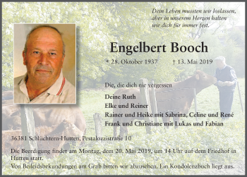 Traueranzeige von Engelbert Booch von FZ
