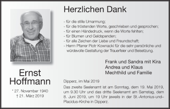 Traueranzeige von Ernst Hoffmann von FZ