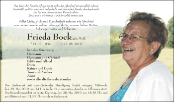 Traueranzeige von Frieda Bock von FZ