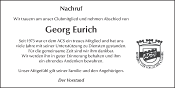 Traueranzeige von Georg Eurich von FZ