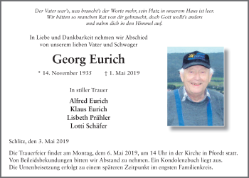 Traueranzeige von Georg Eurich von FZ