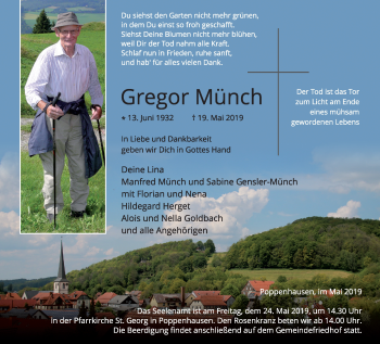 Traueranzeige von Gregor Münch von FZ