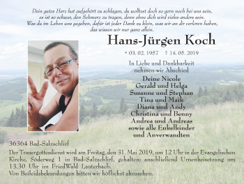 Traueranzeige von Hans-Jürgen Koch von FZ