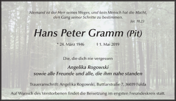 Traueranzeige von Hans Peter Gramm von FZ