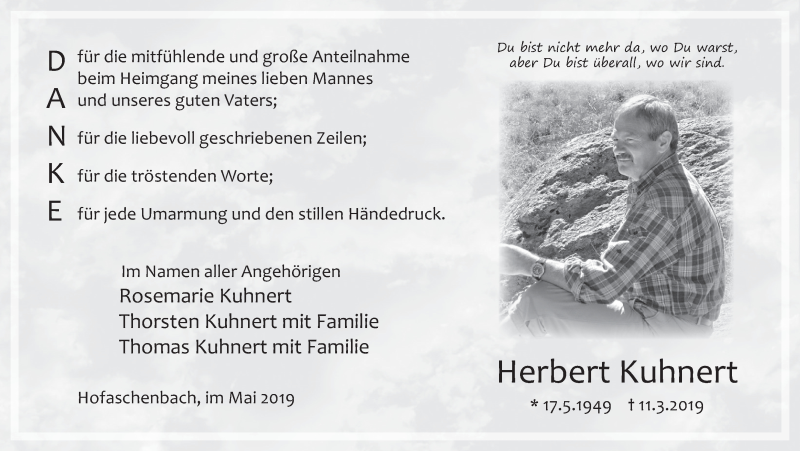  Traueranzeige für Herbert Kuhnert vom 04.05.2019 aus FZ