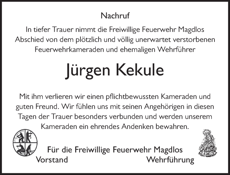  Traueranzeige für Jürgen Kekule vom 11.05.2019 aus FZ