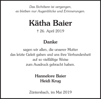 Traueranzeige von Kätha Baier von FZ