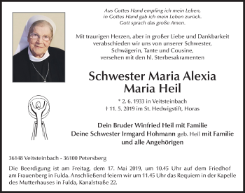 Traueranzeige von Maria Wendelina Heil von FZ