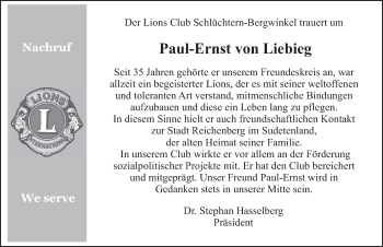 Traueranzeige von Paul-Ernst von Liebieg von FZ