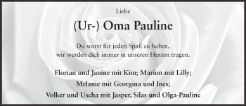 Traueranzeige von Pauline Bock von FZ