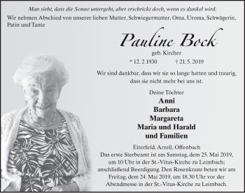 Traueranzeige von Pauline Bock von FZ