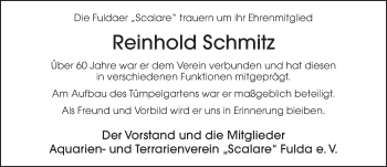 Traueranzeige von Reinhold Schmitz von FZ