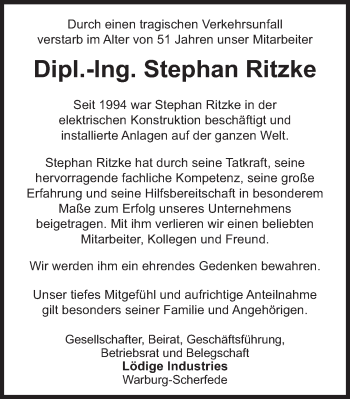 Traueranzeige von Stephan Ritzke von FZ