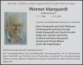 Traueranzeige von Werner Marquardt von FZ