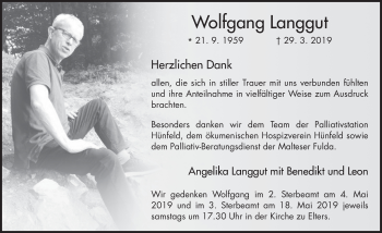 Traueranzeige von Wolfgang Langgut von FZ