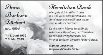 Traueranzeige von Anna Barbara D?ckert von FZ