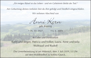 Traueranzeige von Anni Kern von FZ