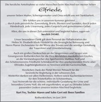 Traueranzeige von Elfriede Fey von FZ