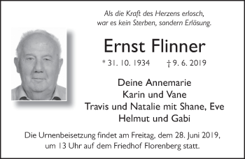 Traueranzeige von Ernst Flinner von FZ