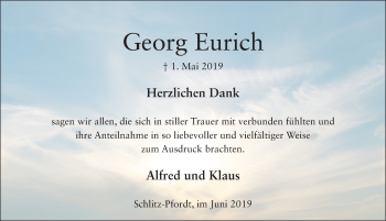 Traueranzeige von Georg Eurich von FZ