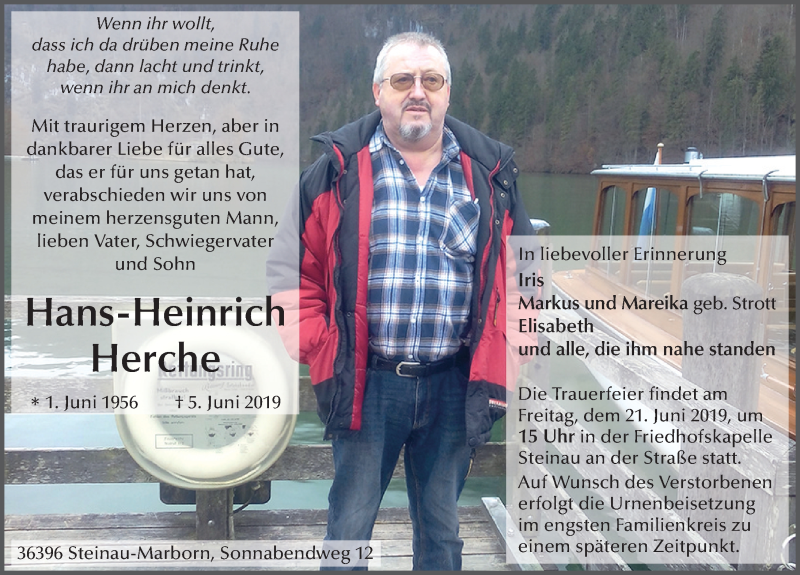  Traueranzeige für Hans-Heinrich Herche vom 17.06.2019 aus FZ