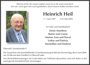 Traueranzeige von Heinrich Heil von FZ