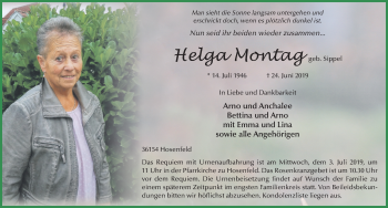 Traueranzeige von Helga Montag von FZ