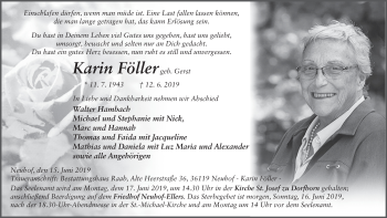 Traueranzeige von Karin F?ller von FZ