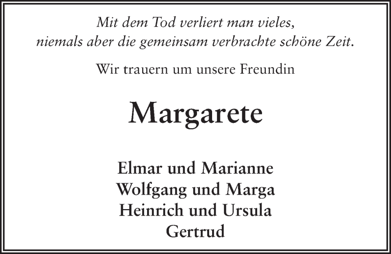  Traueranzeige für Margarete Ebert vom 12.06.2019 aus FZ