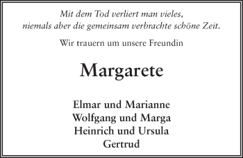 Traueranzeige von Margarete Ebert von FZ