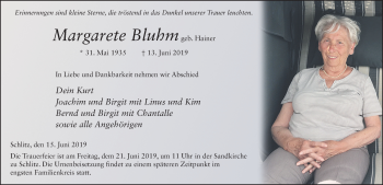 Traueranzeige von Margarethe Bluhm von FZ
