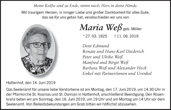 Traueranzeige von Maria Weß von FZ