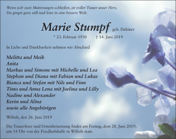 Traueranzeige von Marie Stumpf von FZ