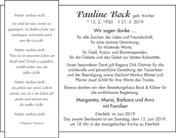 Traueranzeige von Pauline Bock von FZ