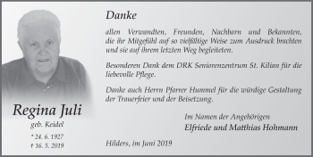 Traueranzeige von Regina Juli von FZ