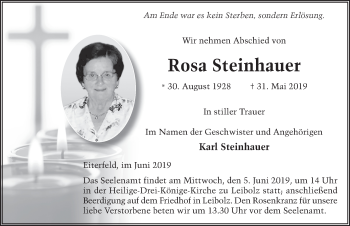 Traueranzeige von Rosa Steinhauer von FZ