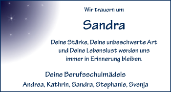 Traueranzeige von Sandra Leipold von FZ